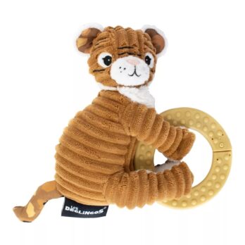 doudou de naissance avec anneau de dentition détachable jaune
